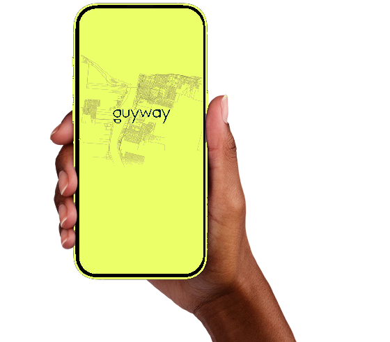 The GuyWay app on an iPhone, showing a Georgetown pickup and an upfront fare